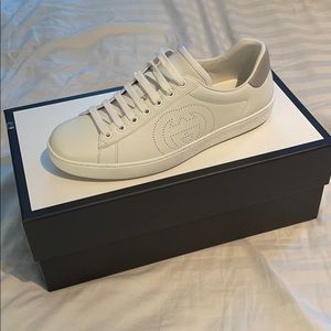 Gucci Mens Ace sneaker with GG - white, Size 8